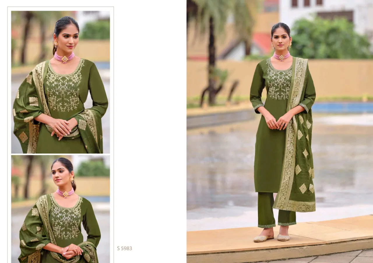 Poorva By Sbs Roman Silk Designer Kurti With Bottom Dupatta Exporters In India